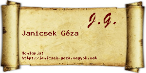 Janicsek Géza névjegykártya